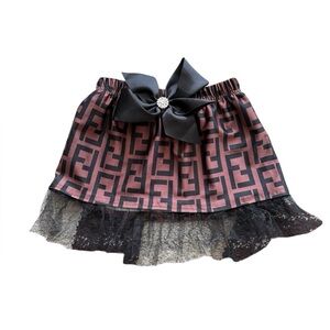 Tracies brown and black toddler girl dress skirt with a bow